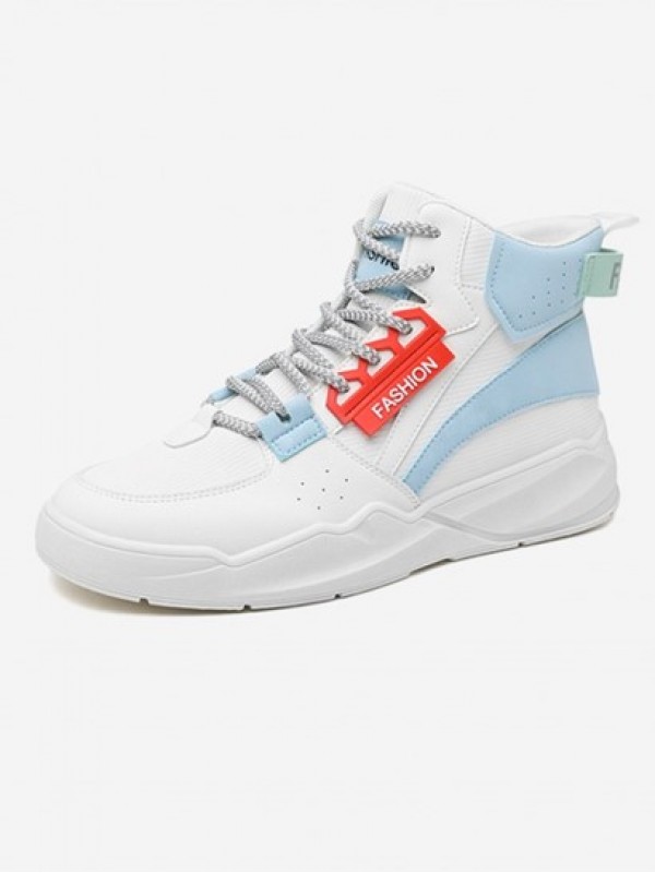 High Top Letter Thick Bottom Mix Media Board Shoes