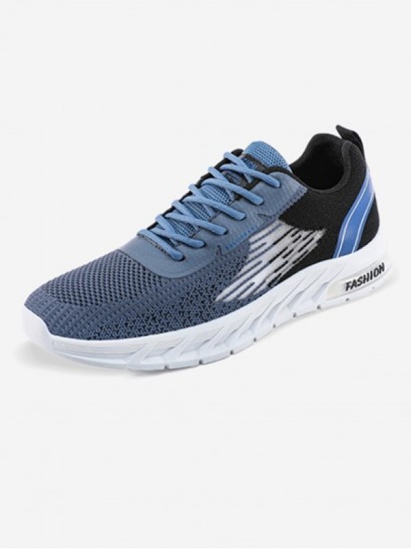 Letter Lace Up Stretch Knit Stitching Sports Shoes