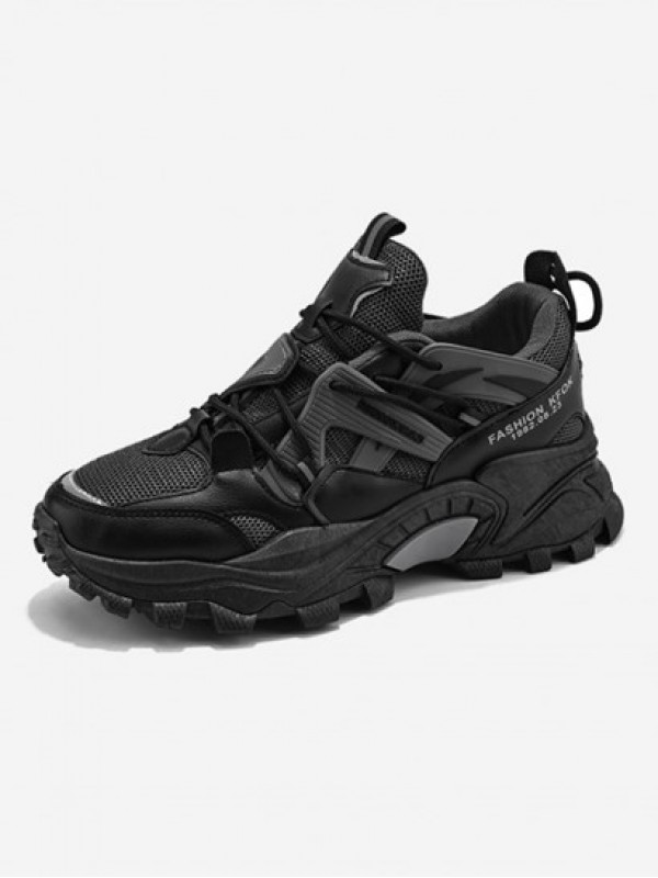 Mesh Panel Lace Up Front Chunky Sneakers