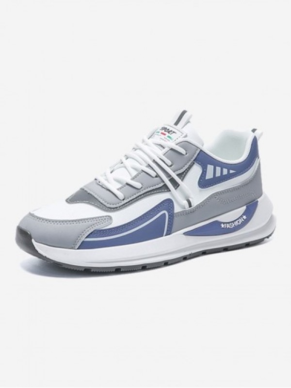 Colorblock Letter Lapel Design Lace Up Front Sports Shoes