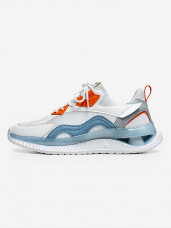 Letter Patched Breathable Mesh Insert Colorblock Running Shoes