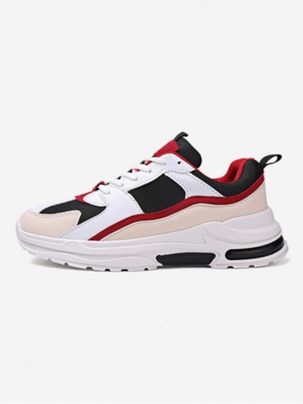 Colorblock Mesh Panel Lace Up Front Chunky Sneakers