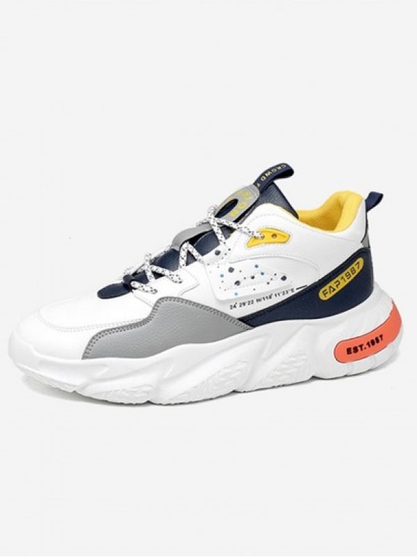 Colorblock Latitude And Longitude Printed Sports Running Sneakers