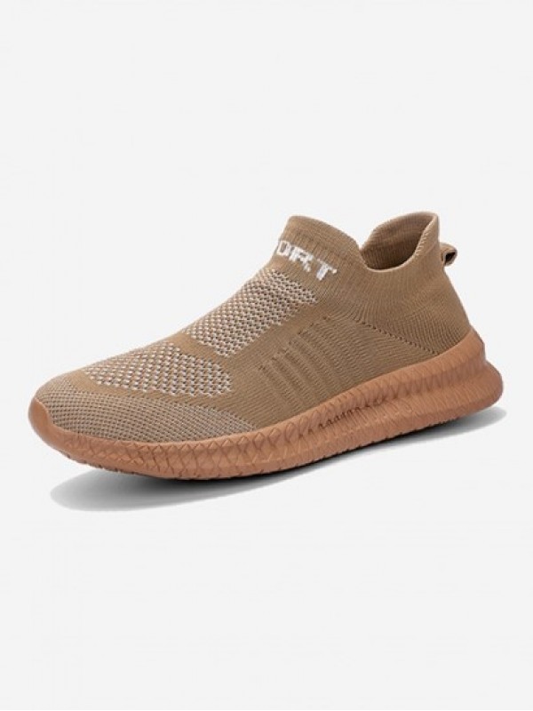 Letter Printed Ultralight Knitted Slip On Sports Shoes