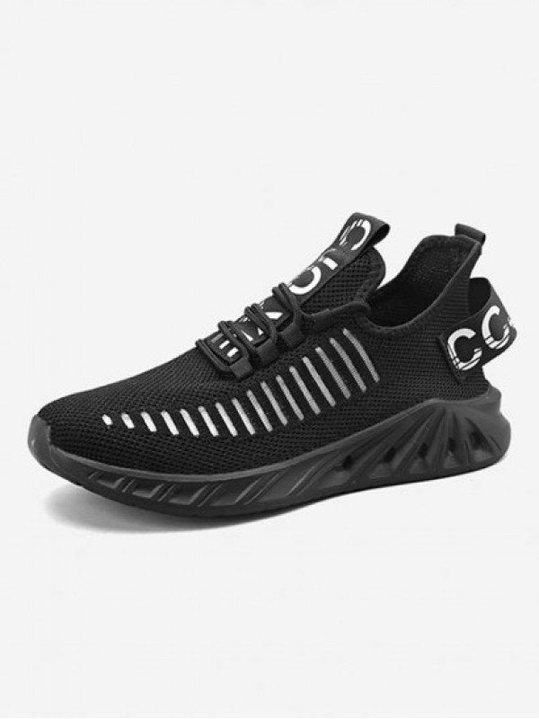 Letter Tap Fly Knit Lace Up Shoes