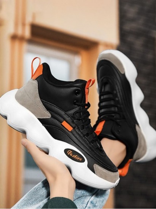 Colorblock Lace Up High Top Running Chunky Style Sports Shoes