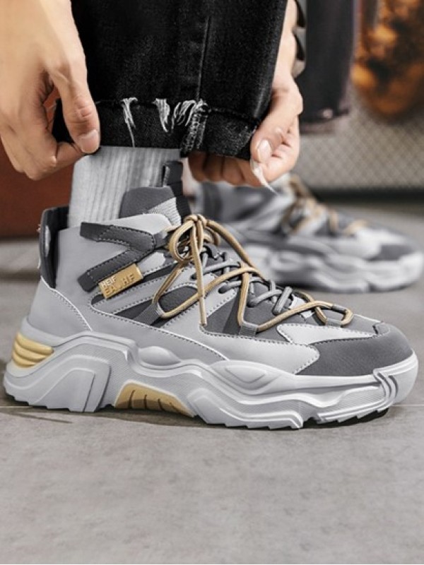 Contrast Double Lace Up Sports Chunky Sneakers