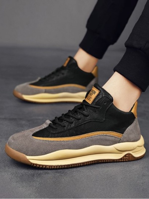 Letter Patched Colorblock Lace Up Sports Skate Shoes
