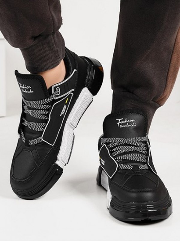 Lace Up Chunky Style Letter Sports Skate Shoes