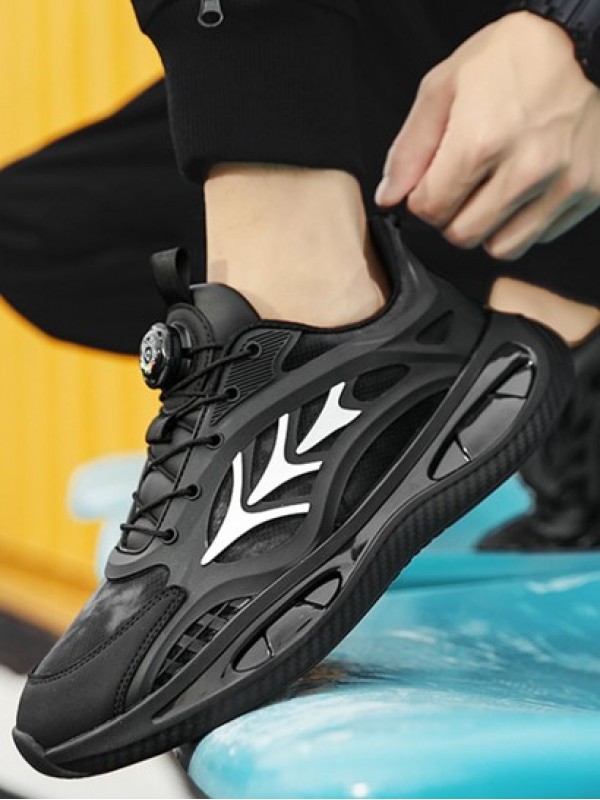 Metallic Color Spliced Lace-up Front Clunky Sneakers