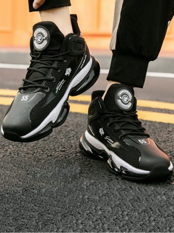 Lace Up Stretch Knit Mid Top Sports Shoes