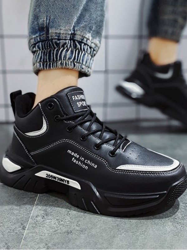 Letter Printed Lace Up Front High Top Sneakers