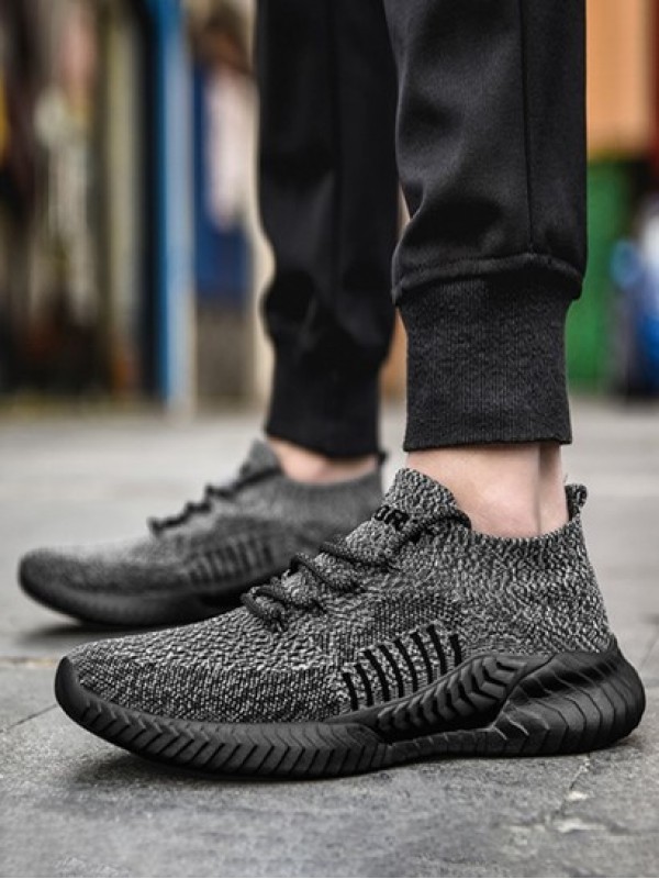 Heathered Knit Lace Up Front Sports Shoes
