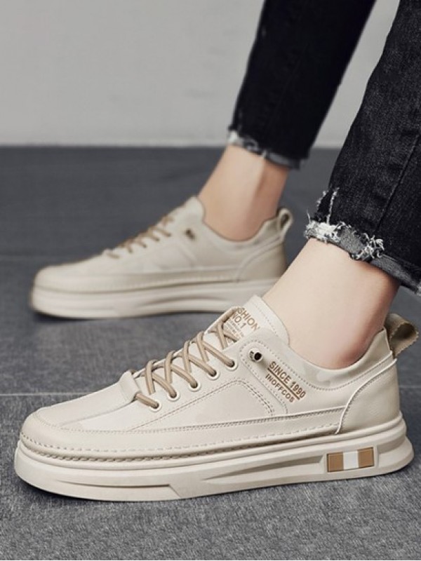 Letter Pattern Lace Up Board Shoes