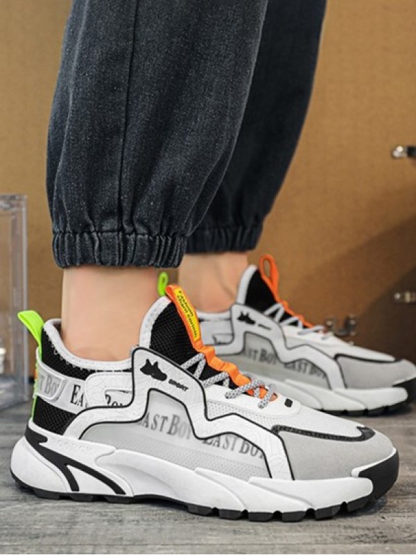 Mesh Panel Lace Up Chunky Sports Sneakers