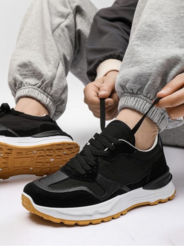 Lace Up Color Splicing Sneakers