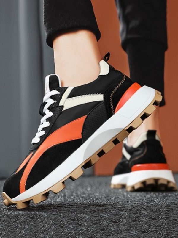 Colorblock Lace-up Front Comfortable Sneakers