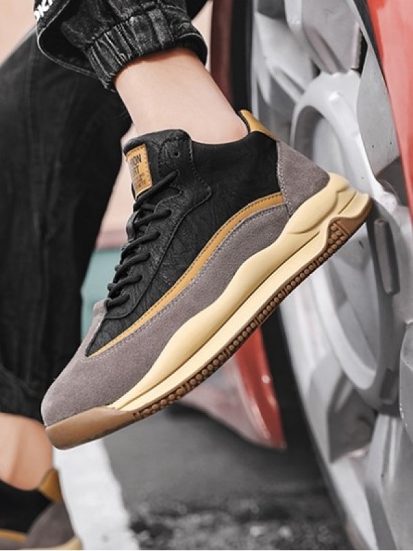 Letter Patched Colorblock Lace Up Sports Skate Shoes