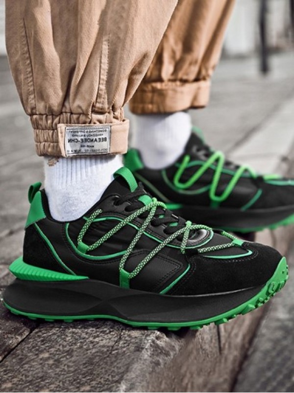 Double Lace Up Colorblock Chunky Sneakers