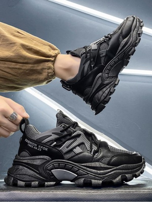 Mesh Panel Lace Up Front Chunky Sneakers