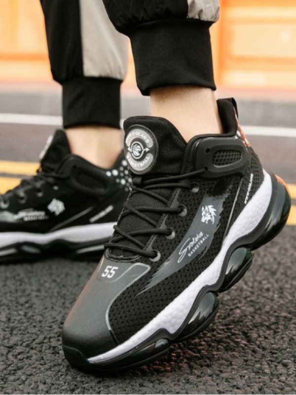 Lace Up Stretch Knit Mid Top Sports Shoes