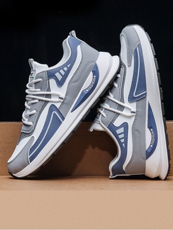 Colorblock Letter Lapel Design Lace Up Front Sports Shoes
