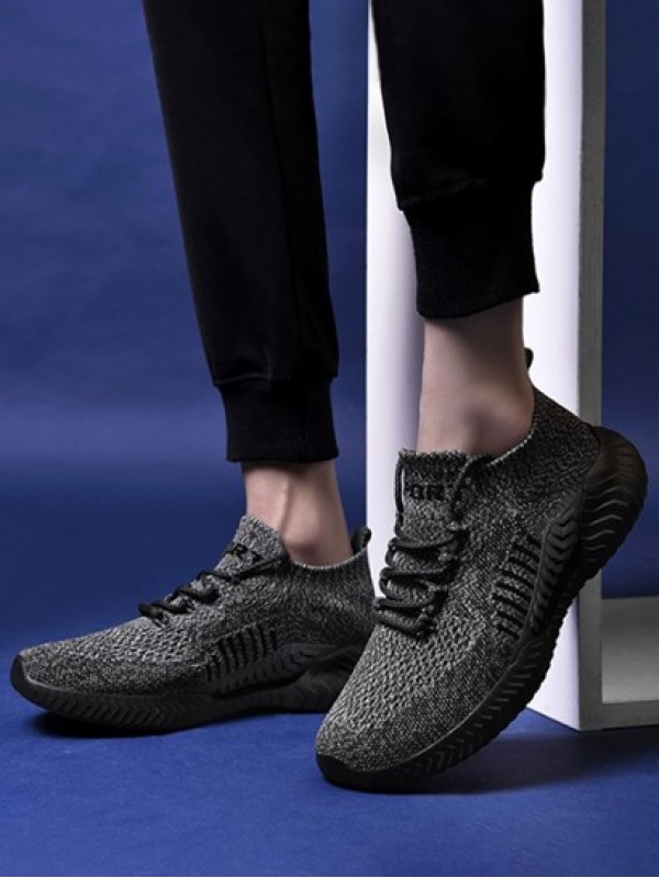 Heathered Knit Lace Up Front Sports Shoes