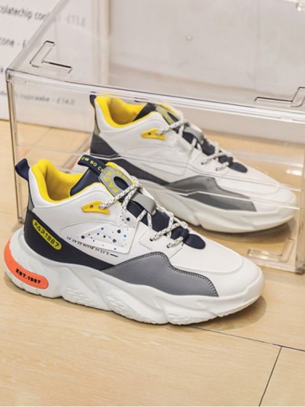 Colorblock Latitude And Longitude Printed Sports Running Sneakers