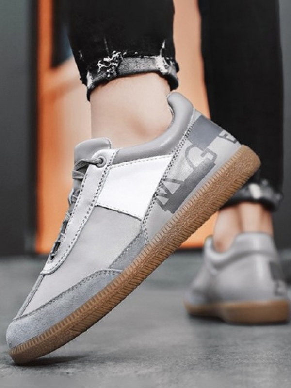 Colorblock Lace Up Front Sports Board Skate Shoes