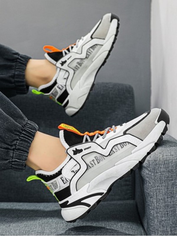 Mesh Panel Lace Up Chunky Sports Sneakers