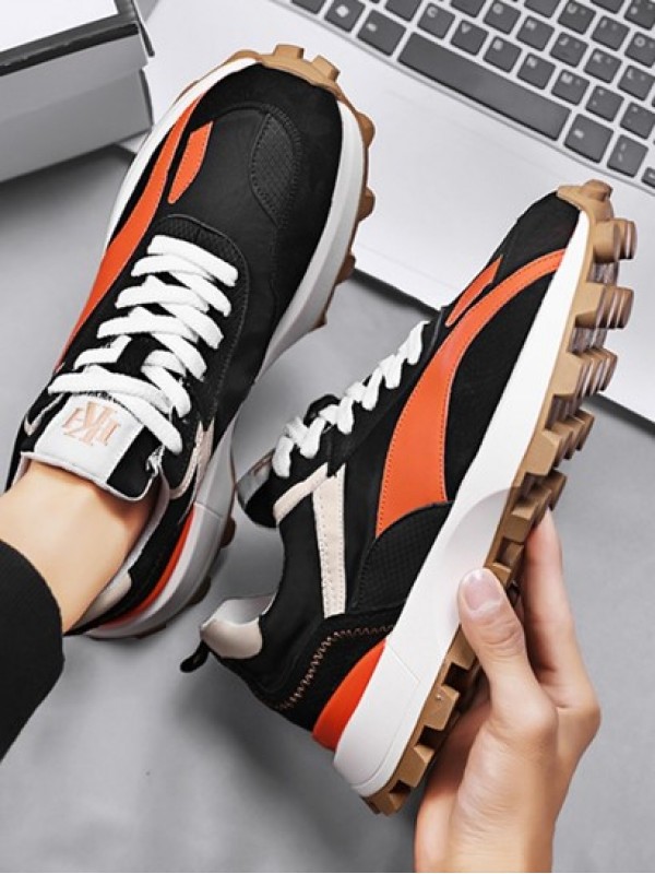 Colorblock Lace-up Front Comfortable Sneakers