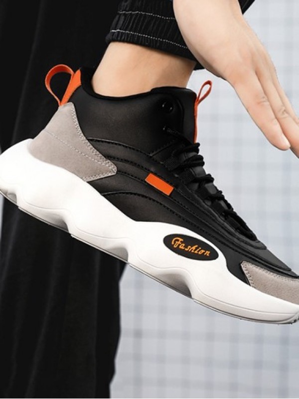 Colorblock Lace Up High Top Running Chunky Style Sports Shoes