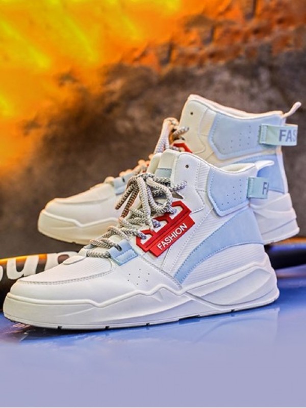 High Top Letter Thick Bottom Mix Media Board Shoes