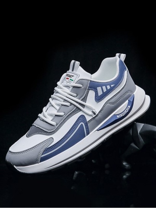 Colorblock Letter Lapel Design Lace Up Front Sports Shoes