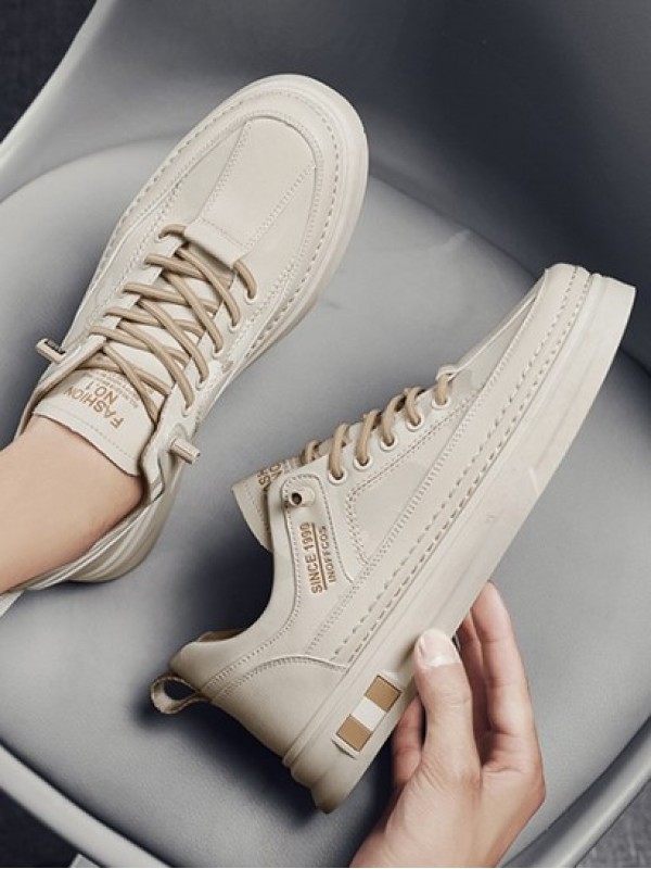 Letter Pattern Lace Up Board Shoes