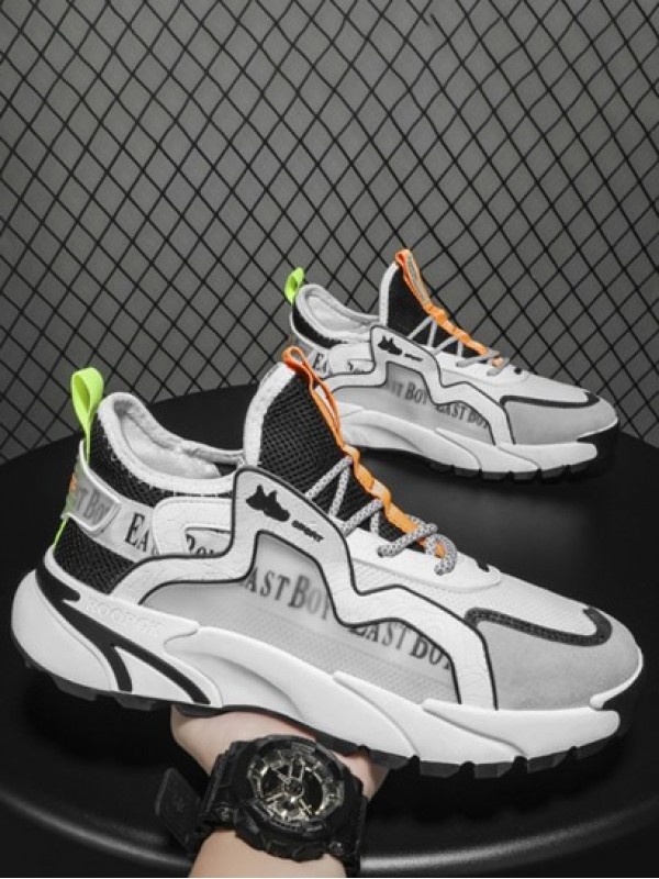 Mesh Panel Lace Up Chunky Sports Sneakers