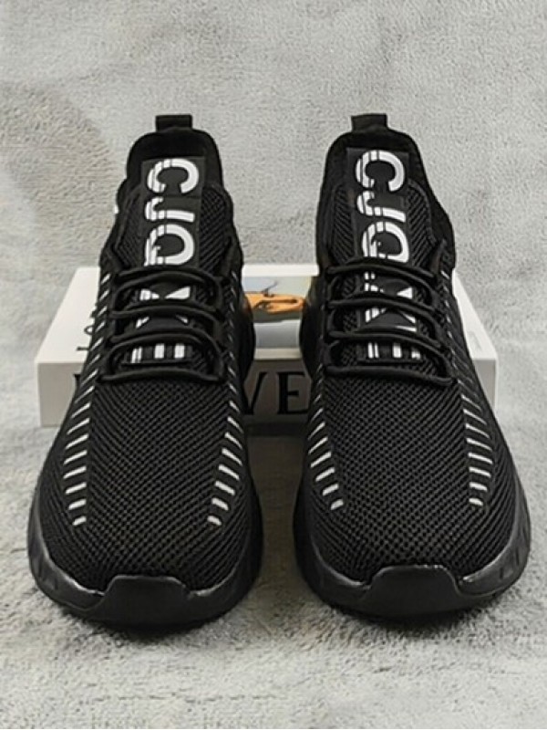 Letter Tap Fly Knit Lace Up Shoes